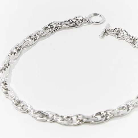 Toggle Chunky Curb Chain Choker 15" Silver Color