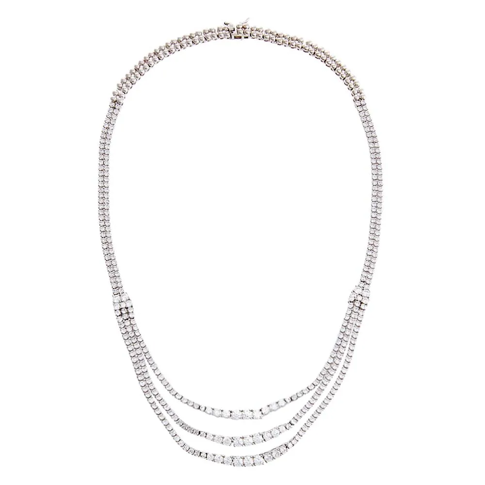Triple Stranded Graduated Tennis Necklace