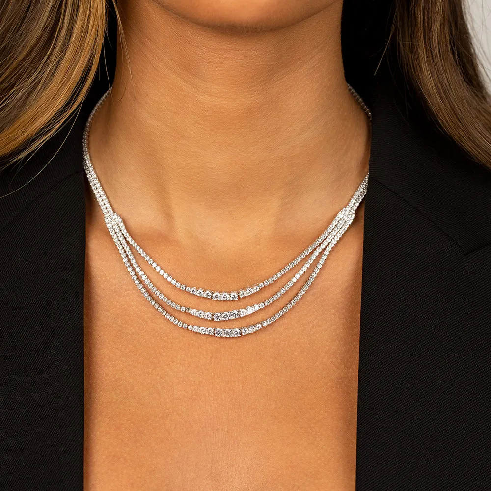 Triple Stranded Graduated Tennis Necklace