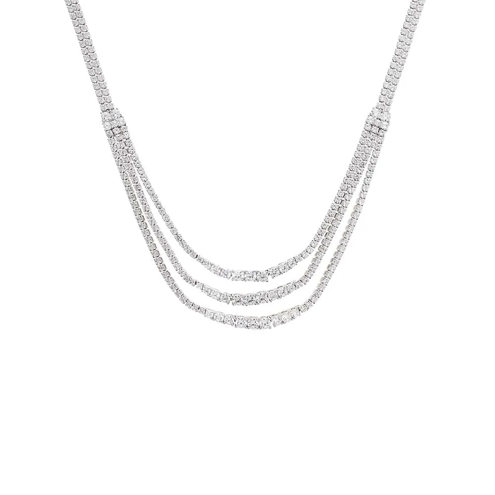 Triple Stranded Graduated Tennis Necklace