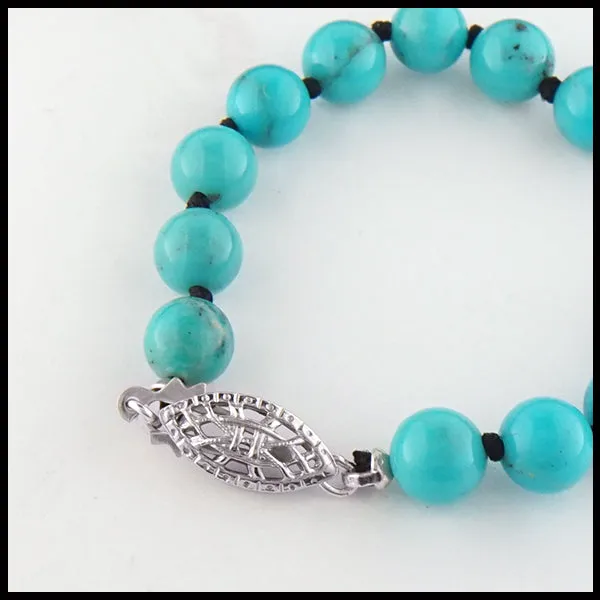 Turquoise Beaded Necklace and Threader Earring Set