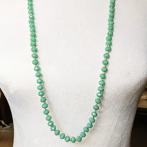 Turquoise Crystal Knotted Necklace -36 inch