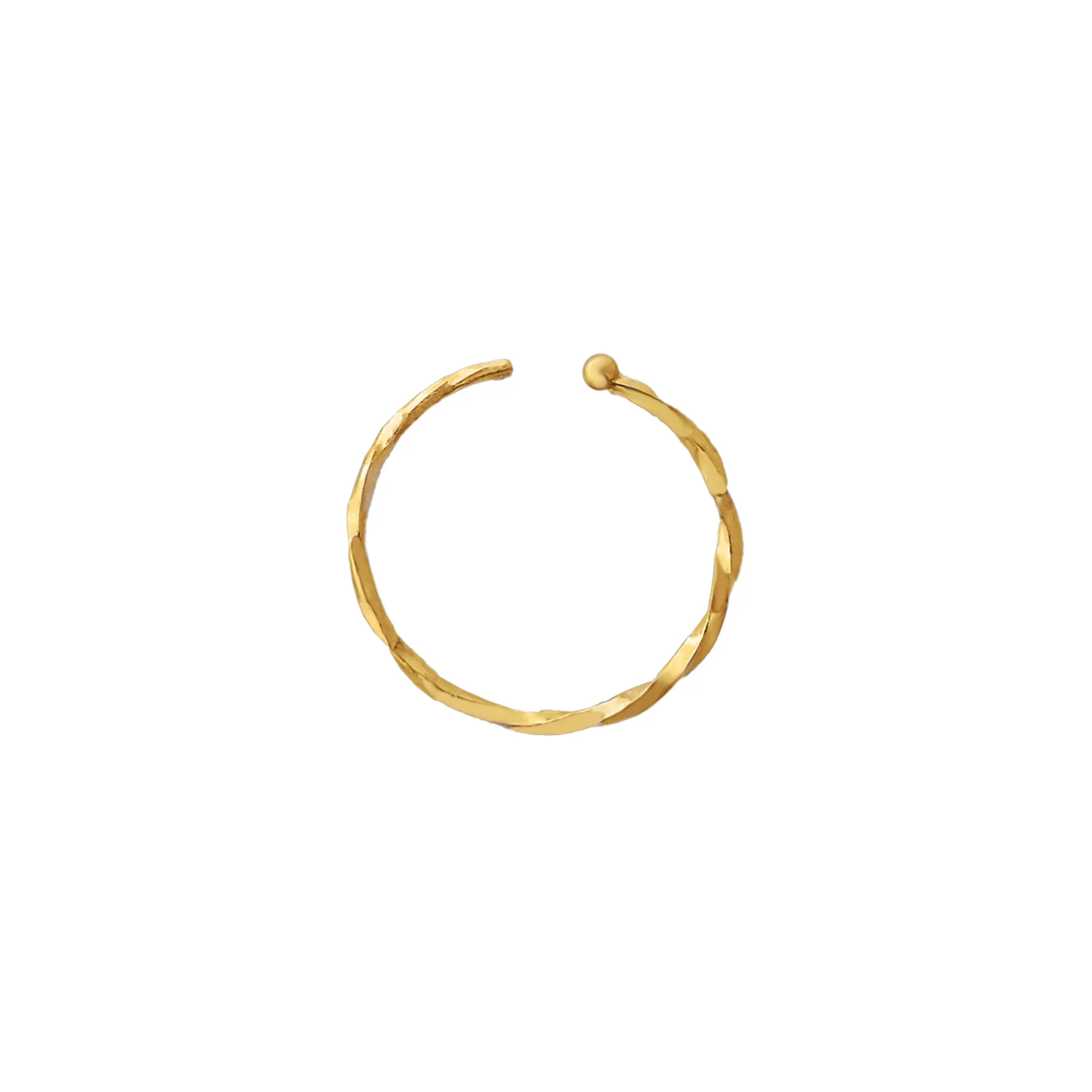 Twisted Cartilage Threader Hoop 14K