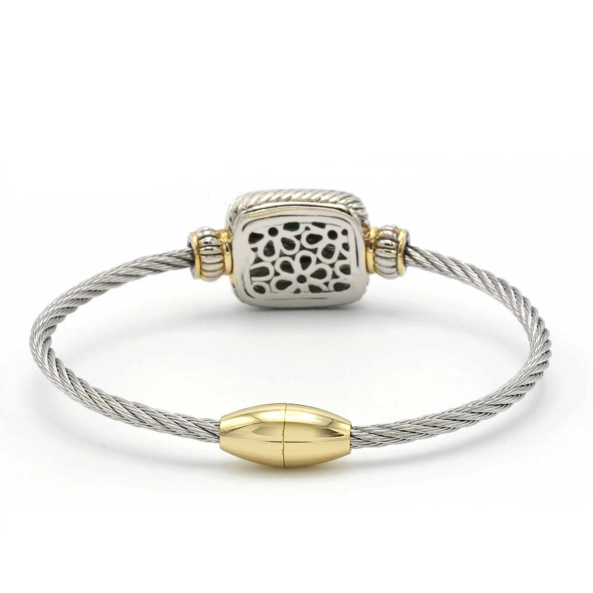 TWO TONE ABALONE CLASSIC CABLE BRACELET12506BR-AB  FD7