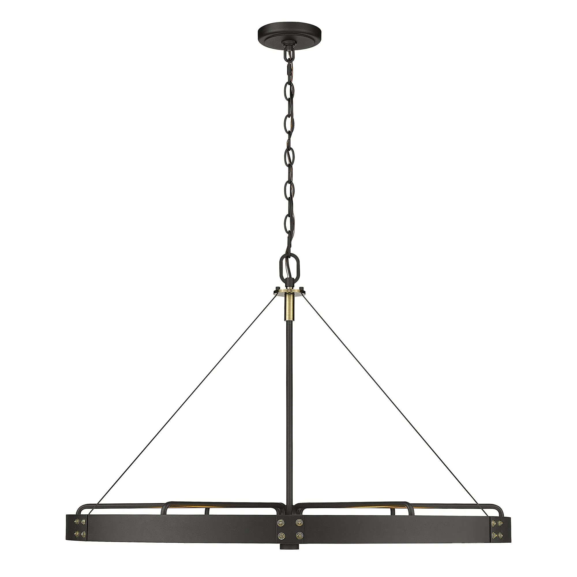 Vaughn Large Pendant in Natural Black with Aged Brass Accents