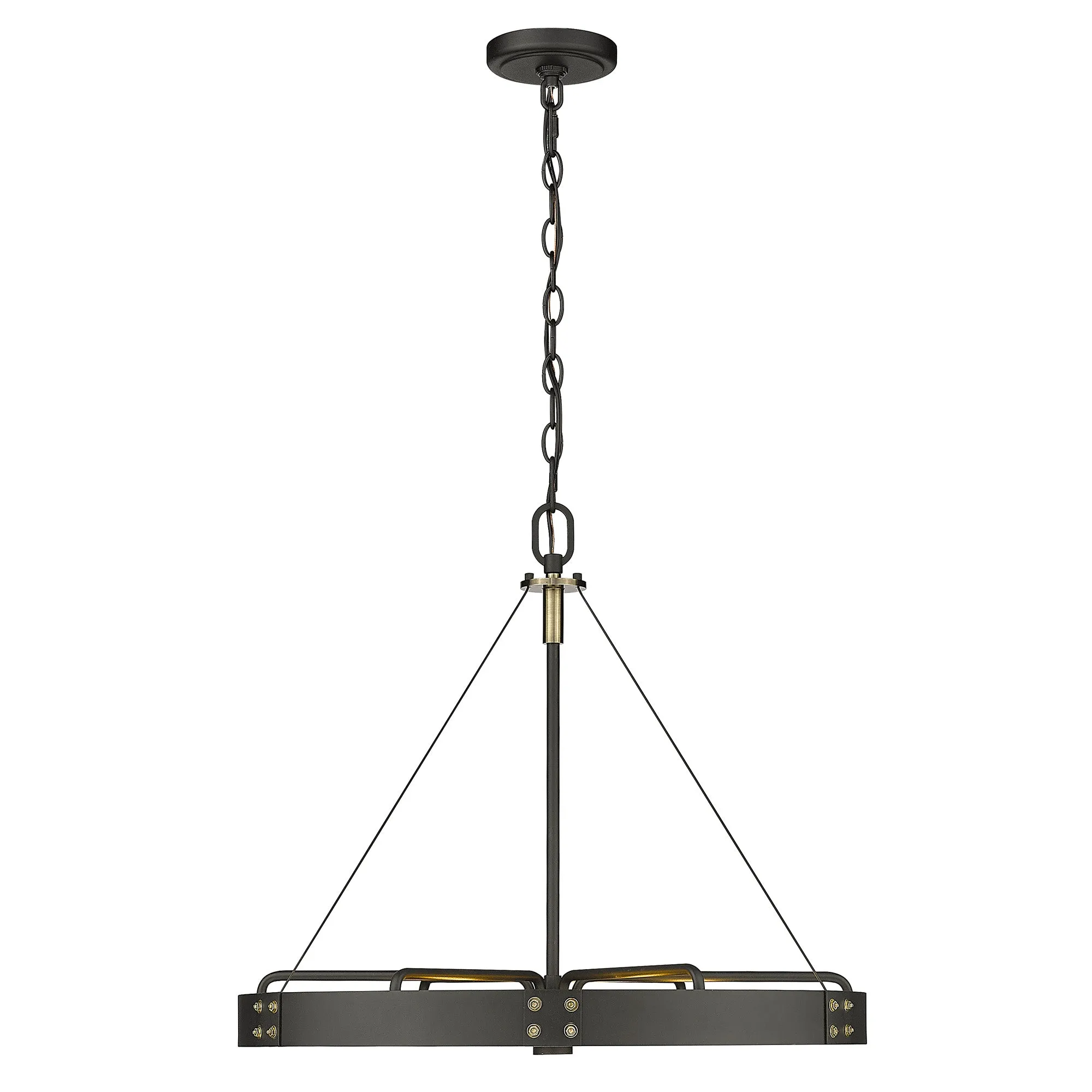 Vaughn Medium Pendant in Natural Black with Aged Brass Accents