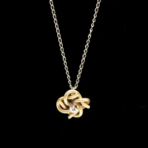 Victorian Twisted Gold Pendant with Old Mine Cut Diamond Necklace