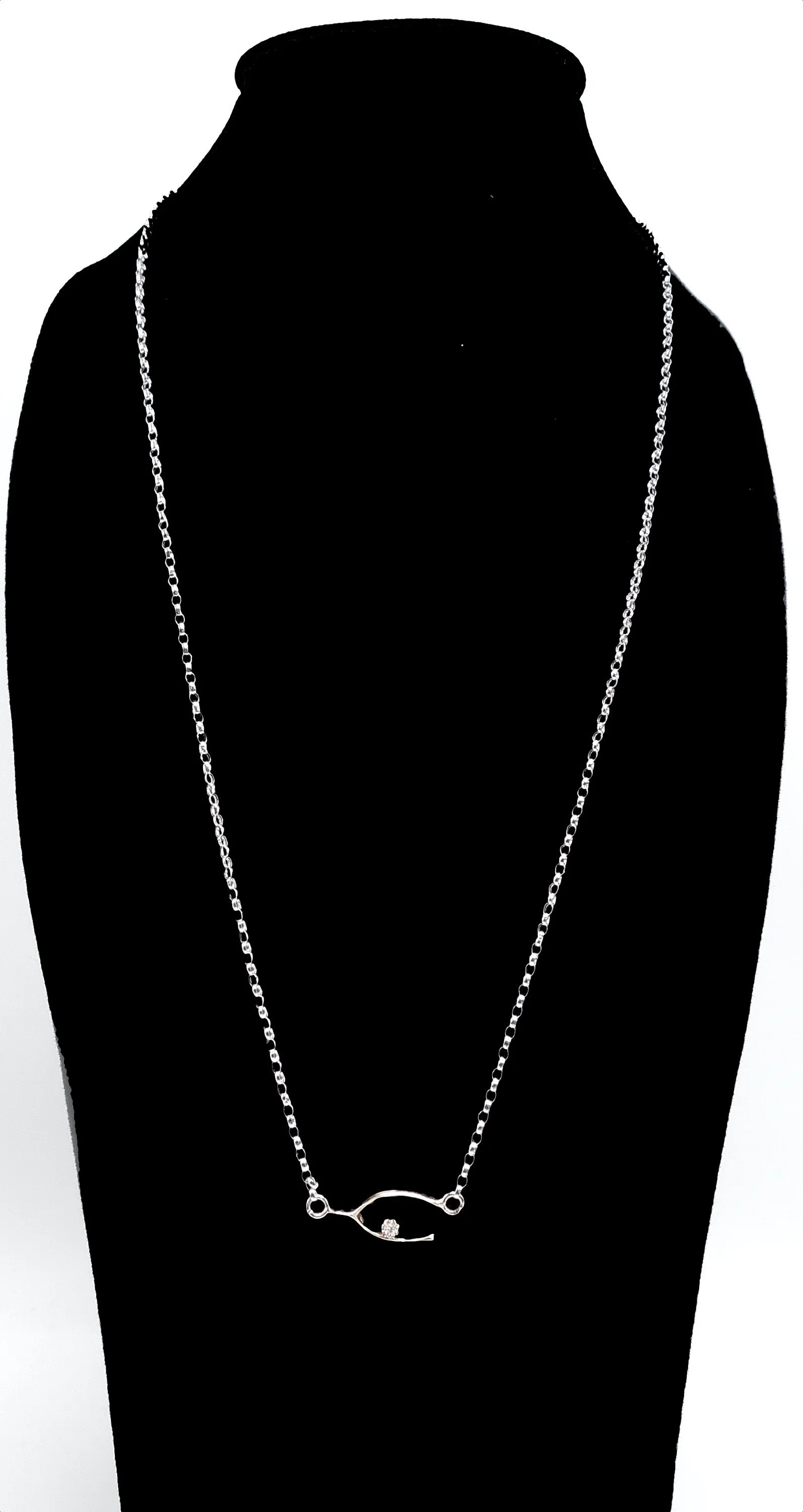 Victorian Yellow Gold Wishbone Pendant with Mine Cut Diamond Necklace