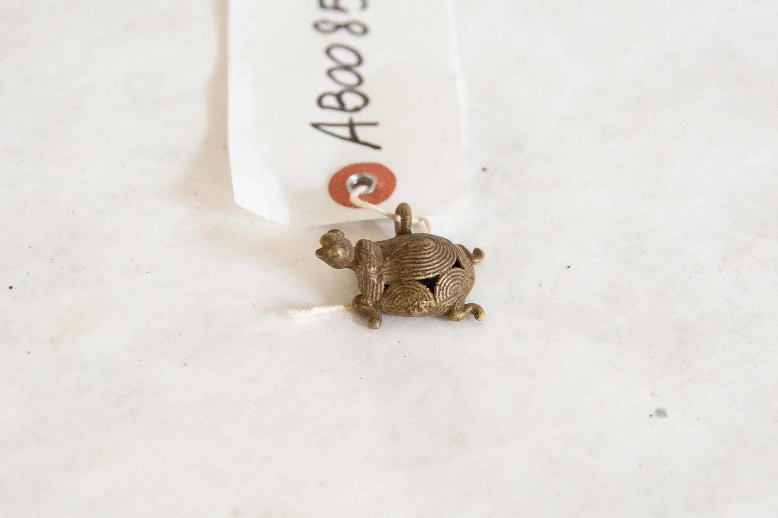 Vintage African Bronze Circular Wire Design Turtle Pendant