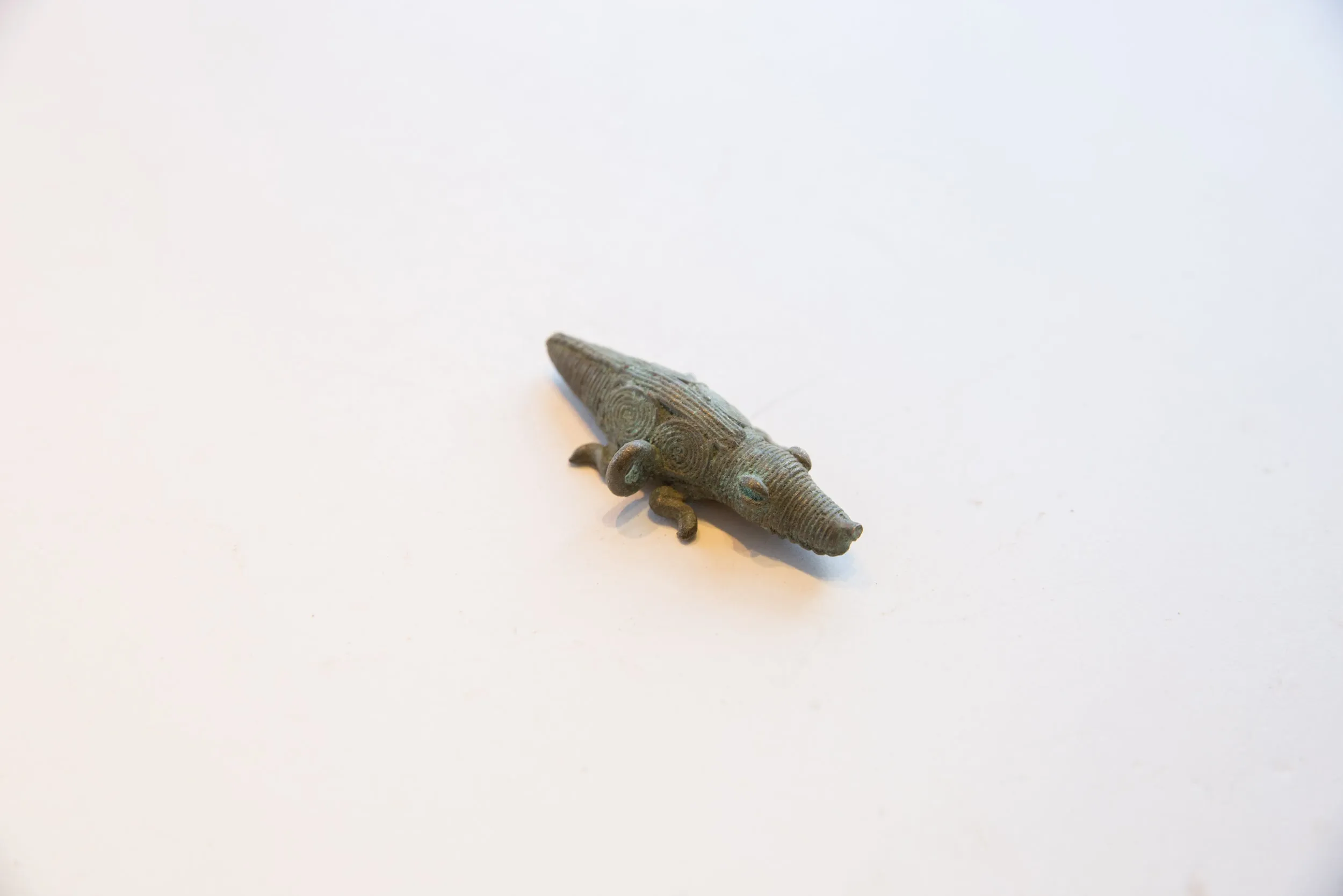 Vintage African Bronze Crocodile Pendant