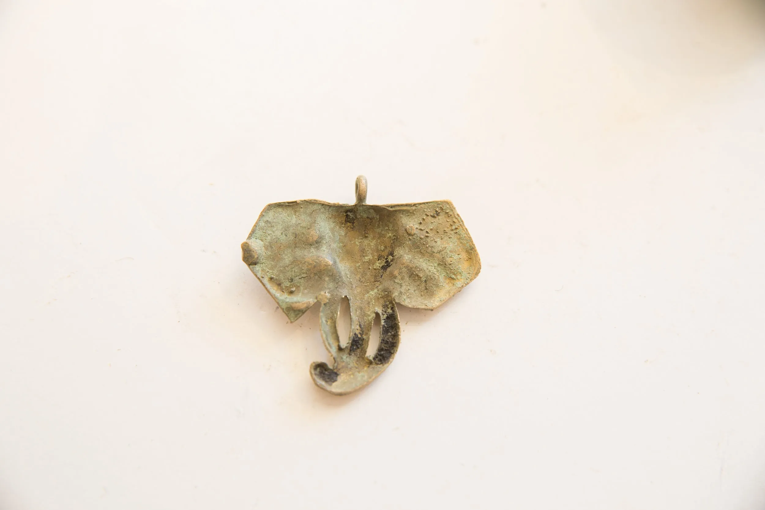 Vintage African Bronze Elephant Head Pendant