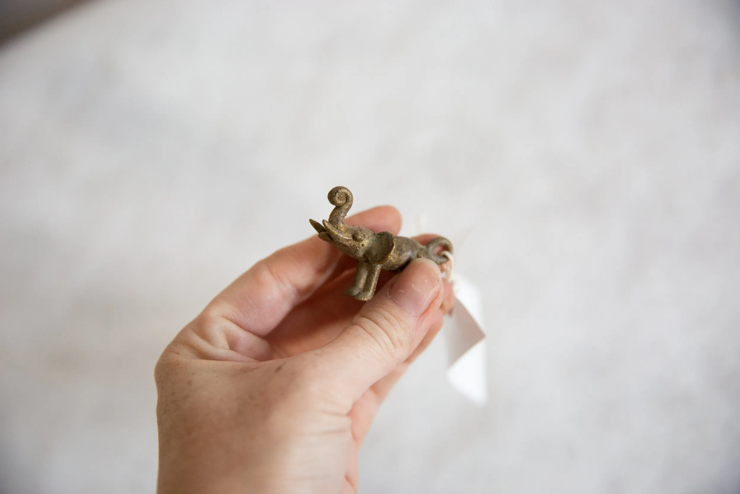 Vintage African Bronze Elephant Upward Curled Trunk Pendant
