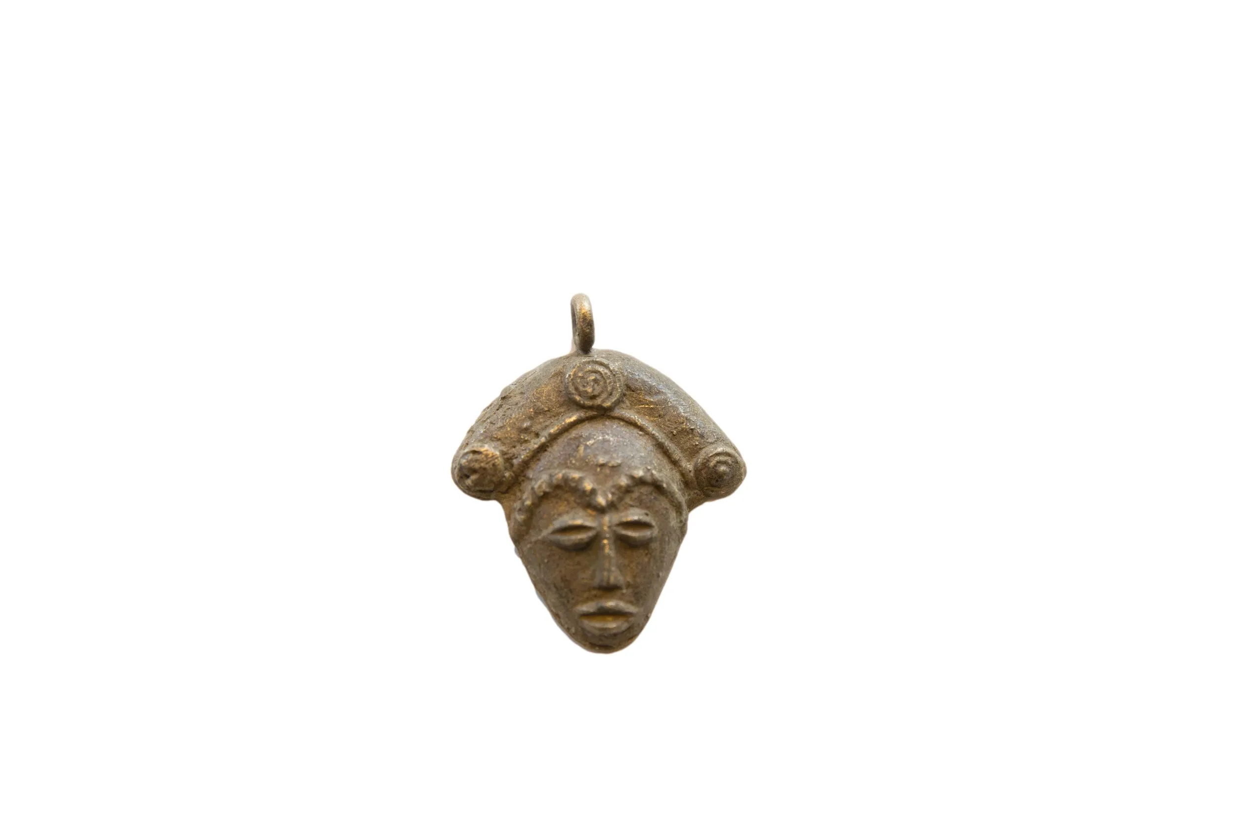Vintage African Bronze Face Pirate Hat Pendant