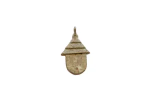 Vintage African Bronze Hut Brick Design with Door Pendant