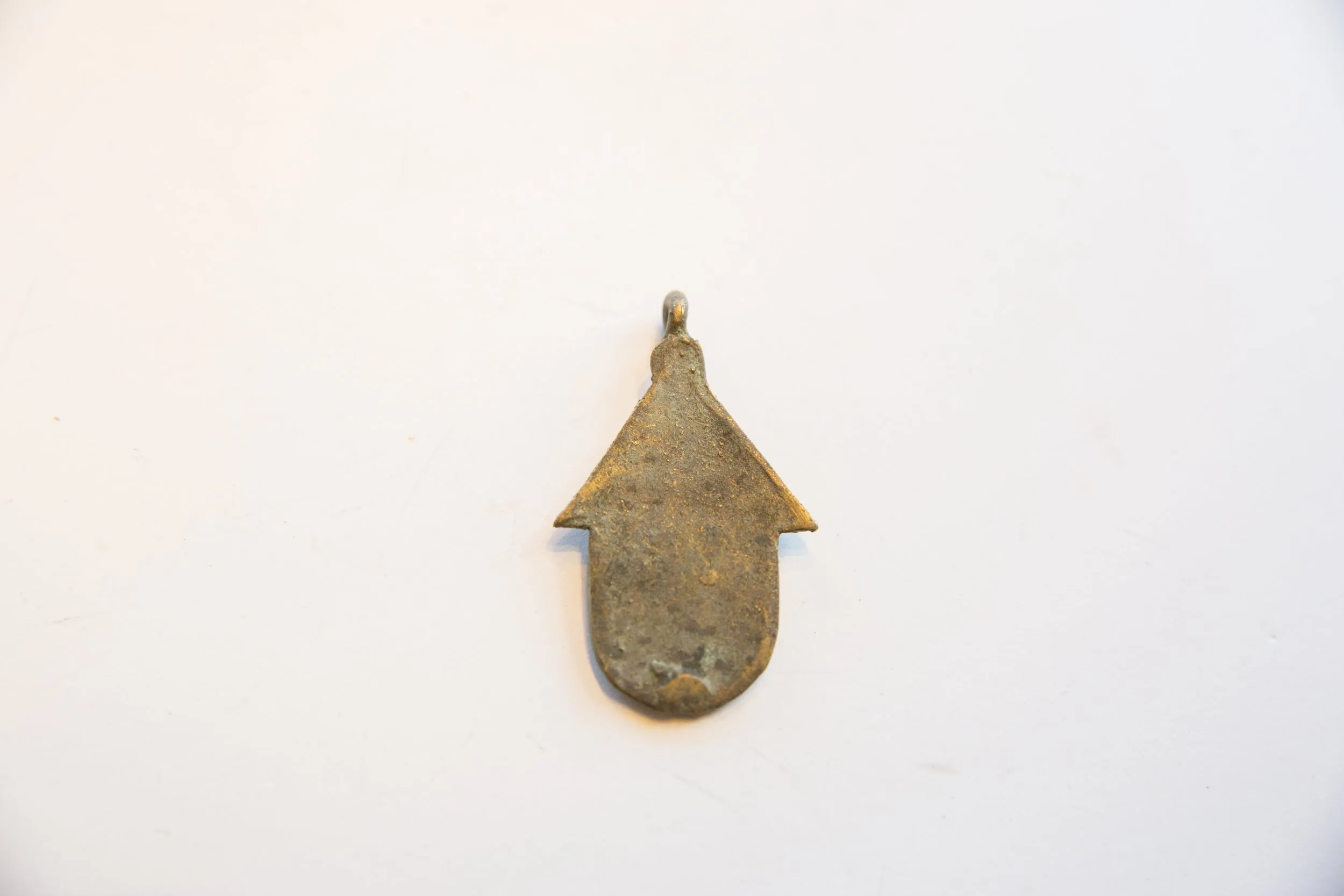 Vintage African Bronze Hut Brick Design with Door Pendant