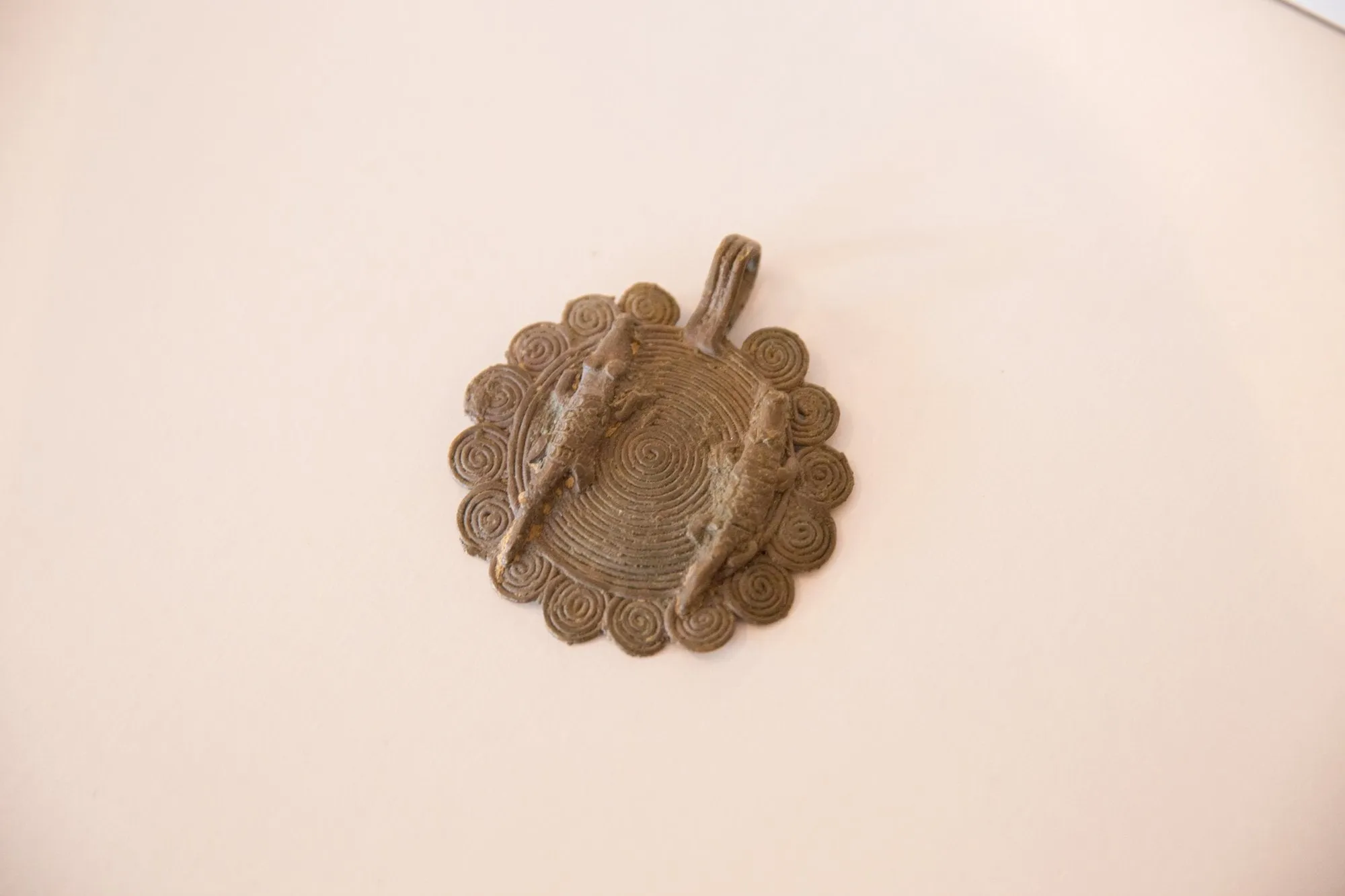 Vintage African Large Bronze Crocodile Medallion