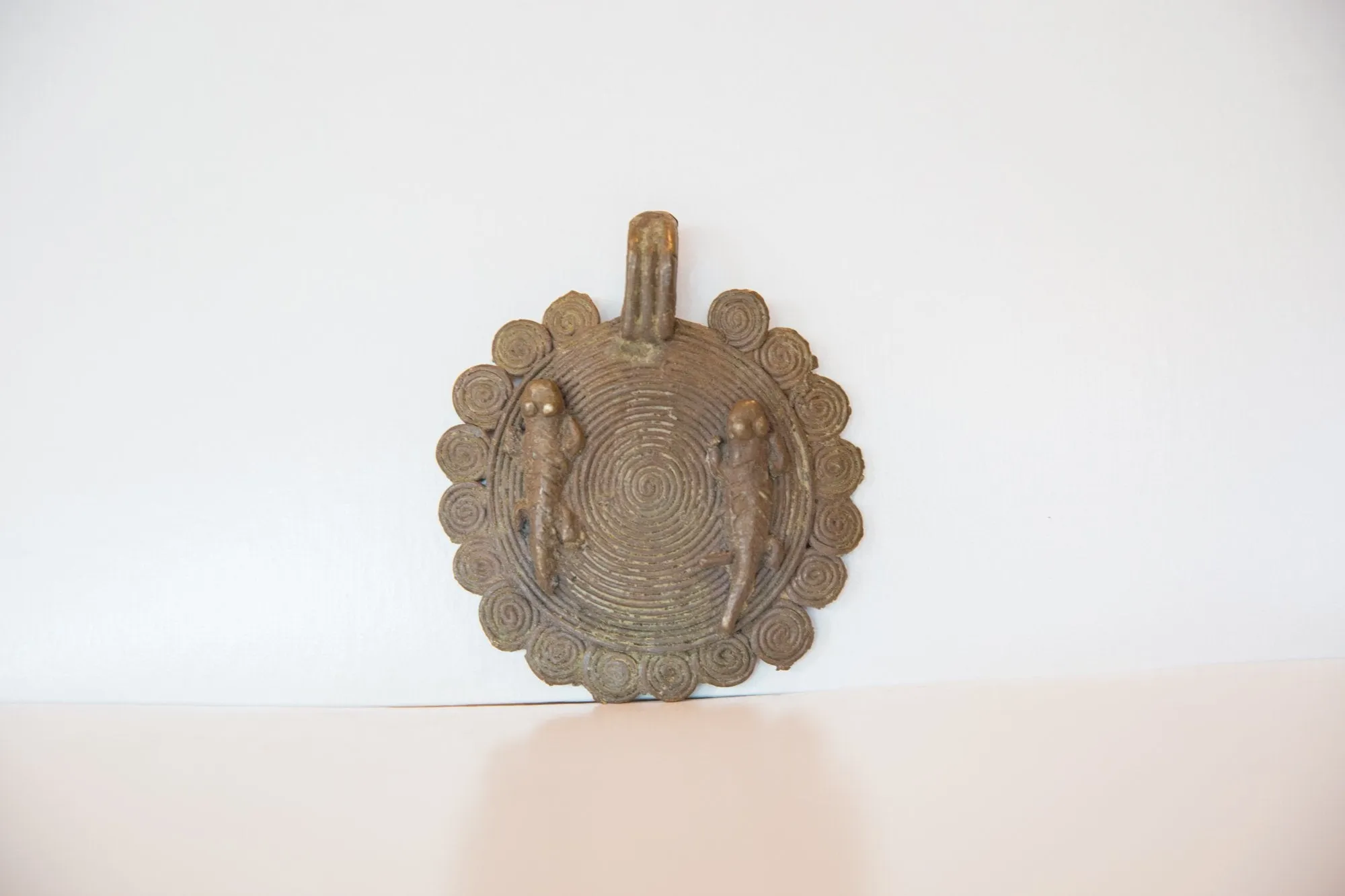 Vintage African Large Bronze Gecko Medallion