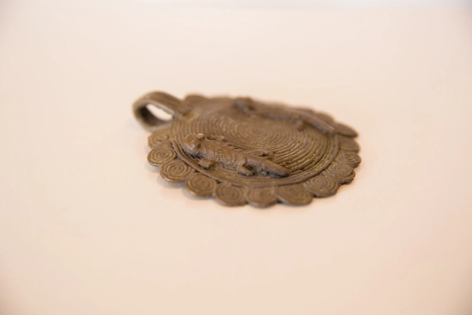 Vintage African Large Bronze Gecko Medallion