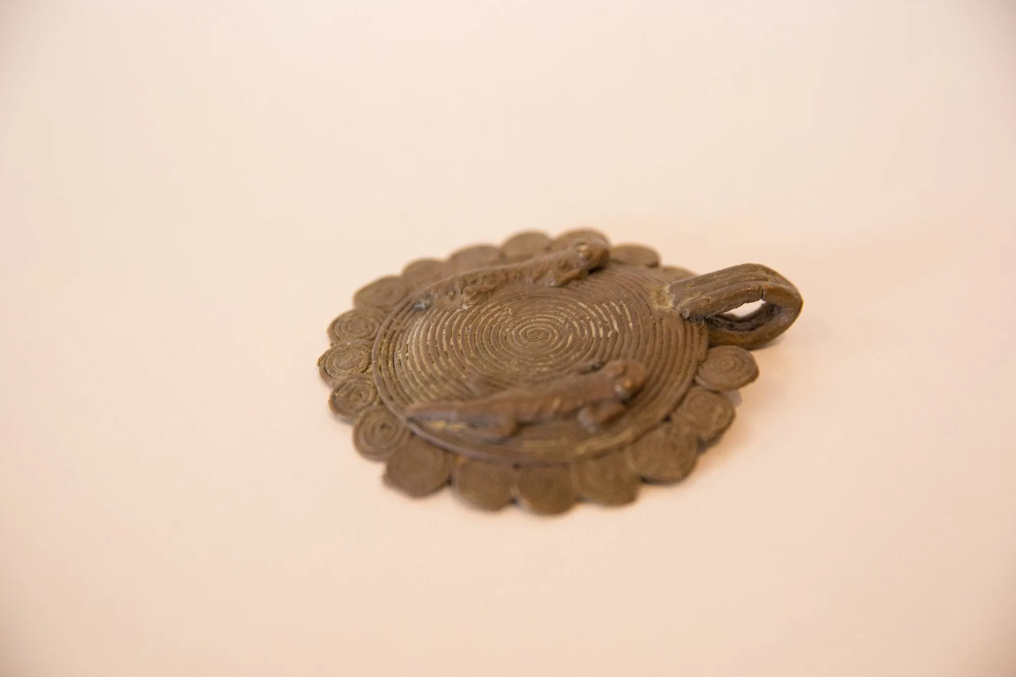 Vintage African Large Bronze Gecko Medallion