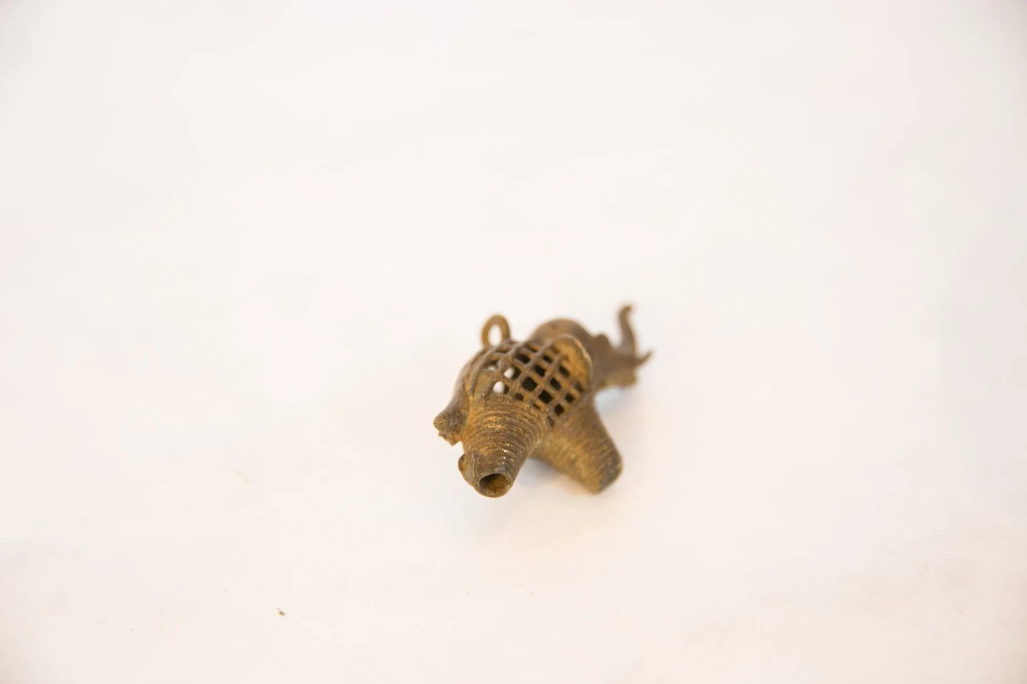 Vintage African Large Bronze Mesh Design Elephant Pendant