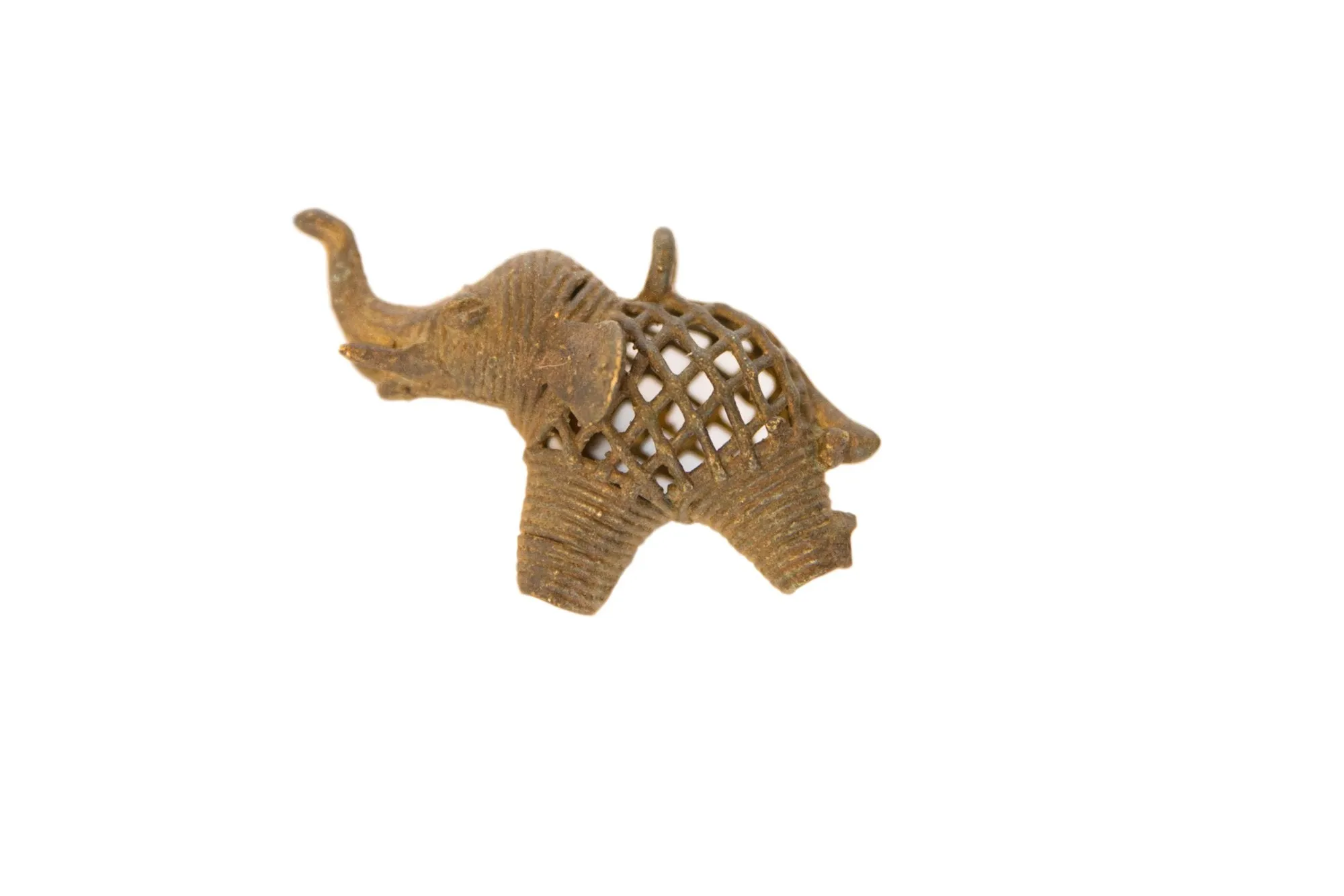 Vintage African Large Bronze Mesh Design Elephant Pendant