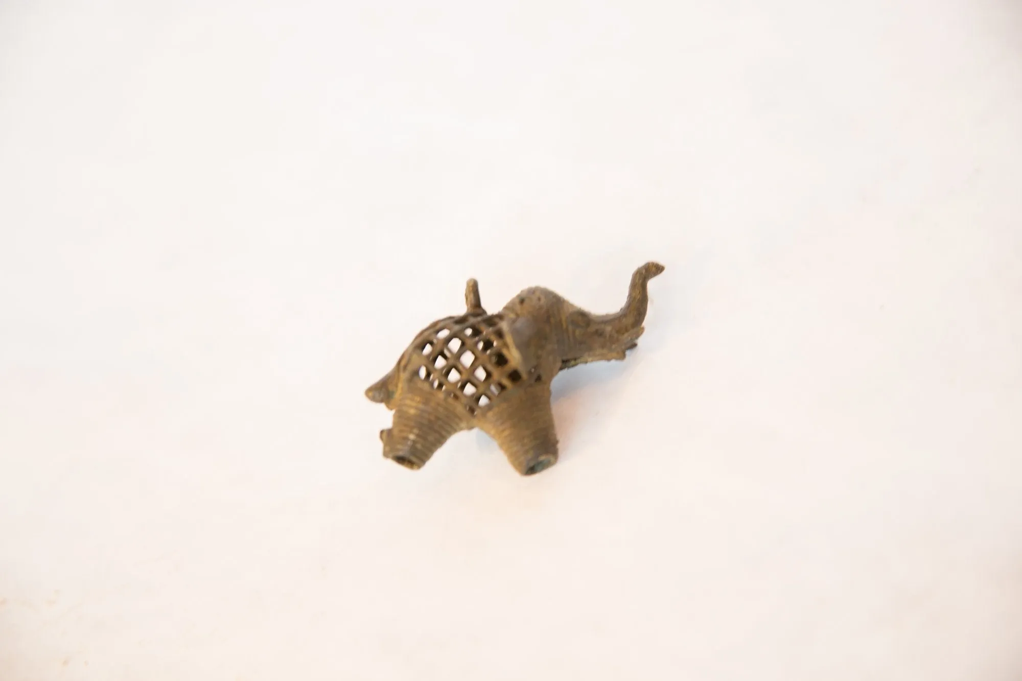 Vintage African Large Bronze Mesh Design Elephant Pendant