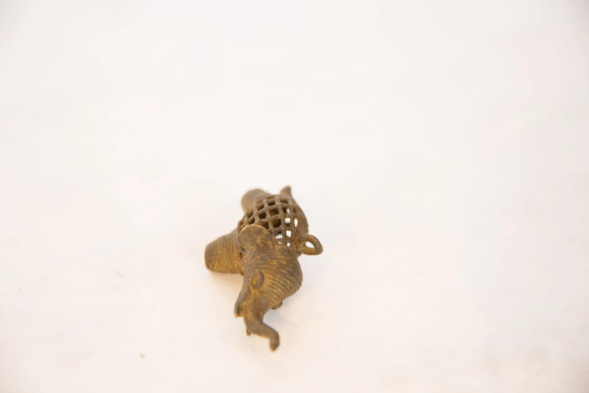 Vintage African Large Bronze Mesh Design Elephant Pendant