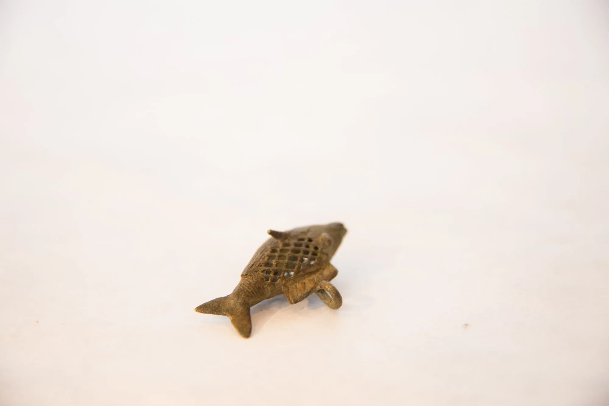 Vintage African Large Bronze Mesh Design Fish Pendant