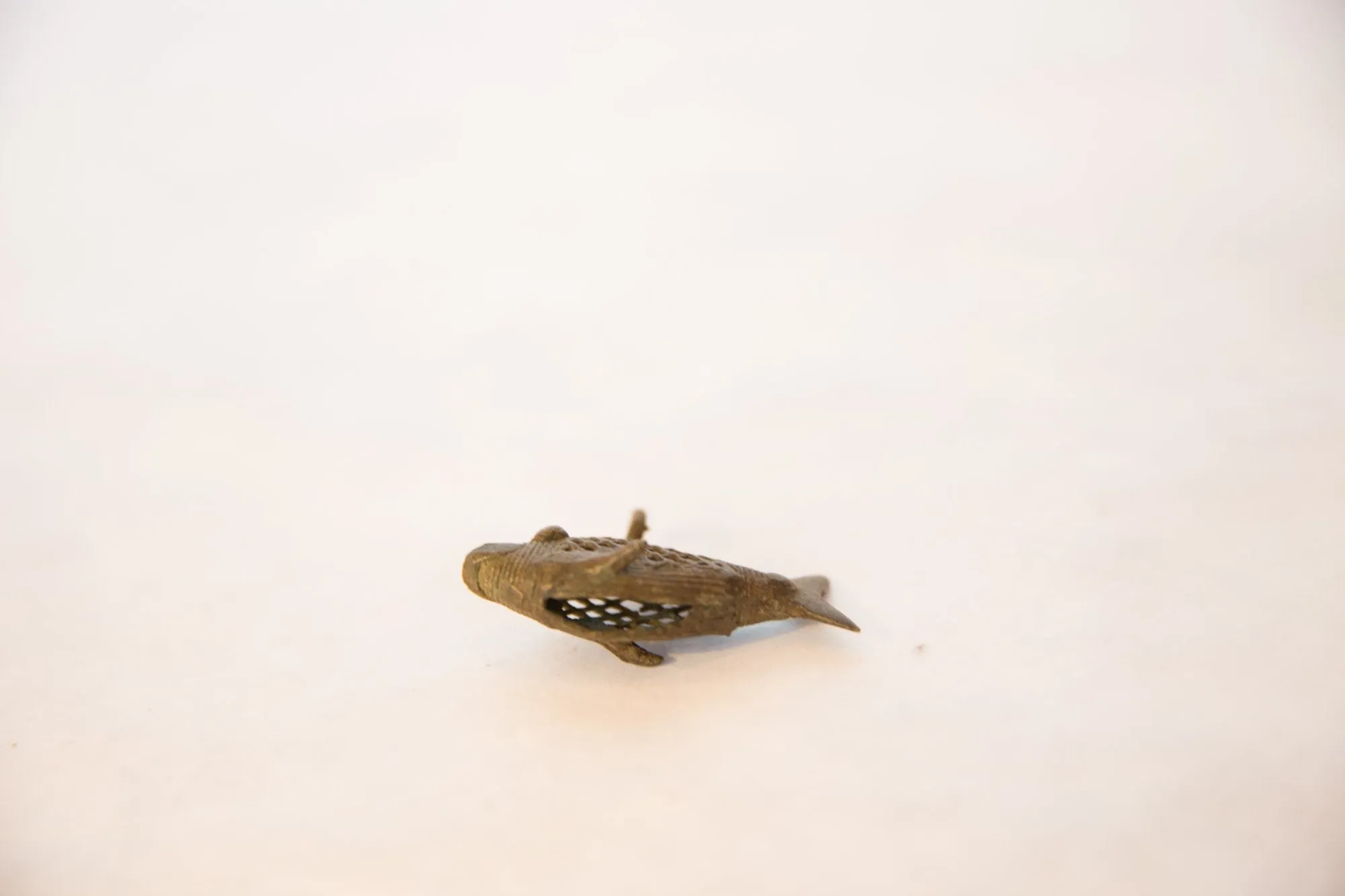 Vintage African Large Bronze Mesh Design Fish Pendant