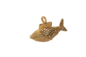 Vintage African Large Bronze Mesh Design Fish Pendant