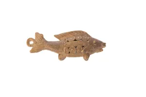 Vintage African Large Bronze Wire Design Fish Pendant