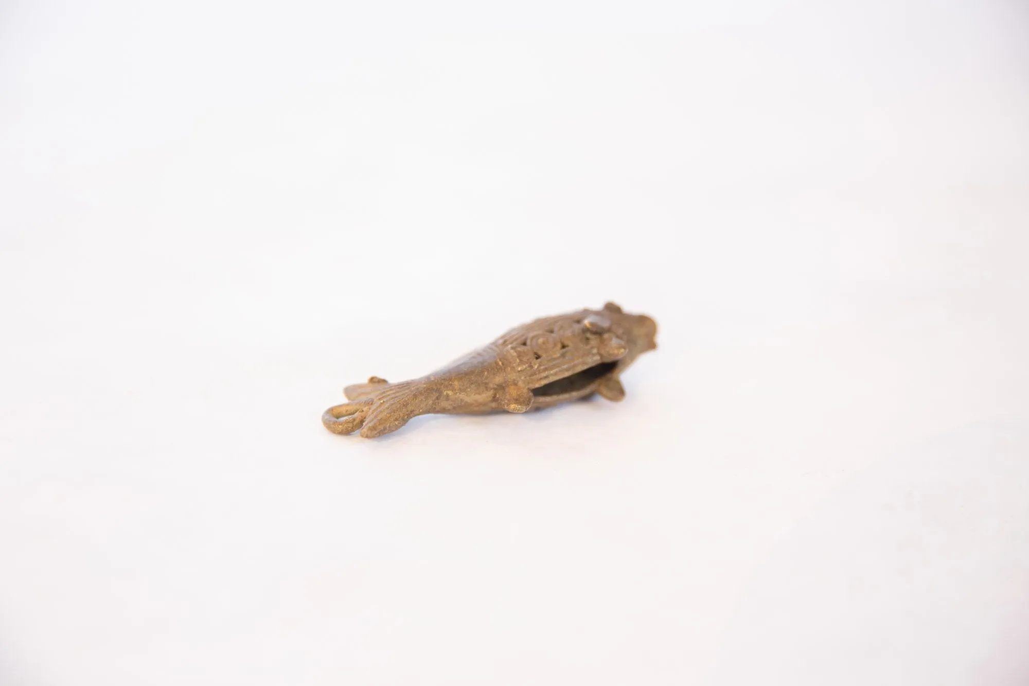 Vintage African Large Bronze Wire Design Fish Pendant