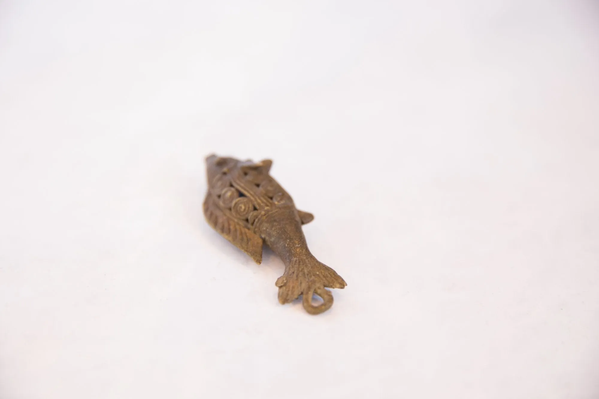 Vintage African Large Bronze Wire Design Fish Pendant