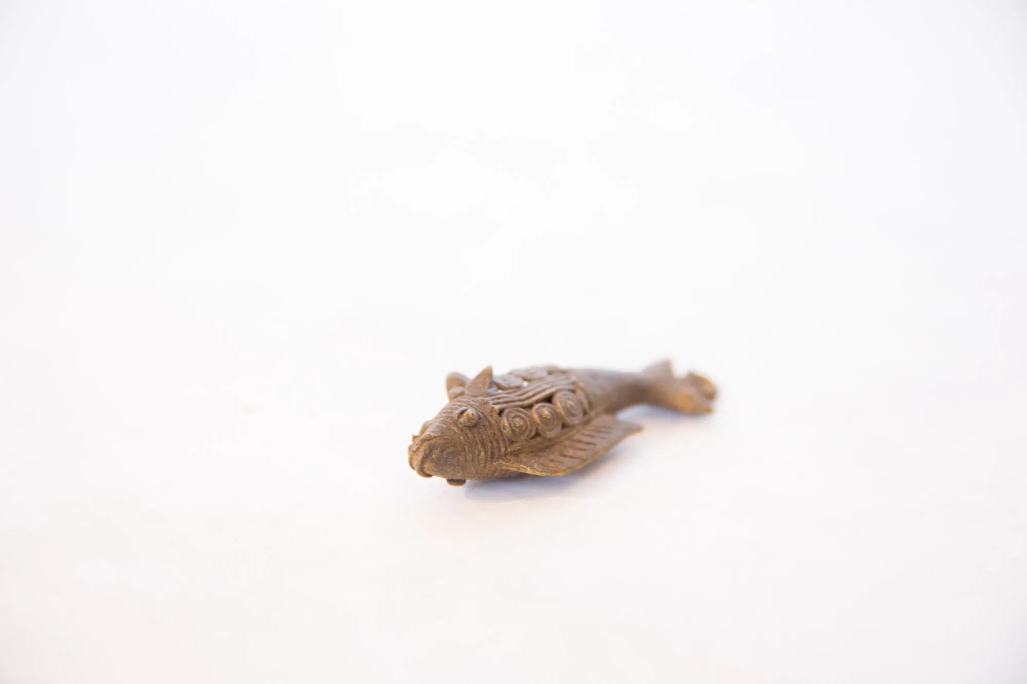 Vintage African Large Bronze Wire Design Fish Pendant