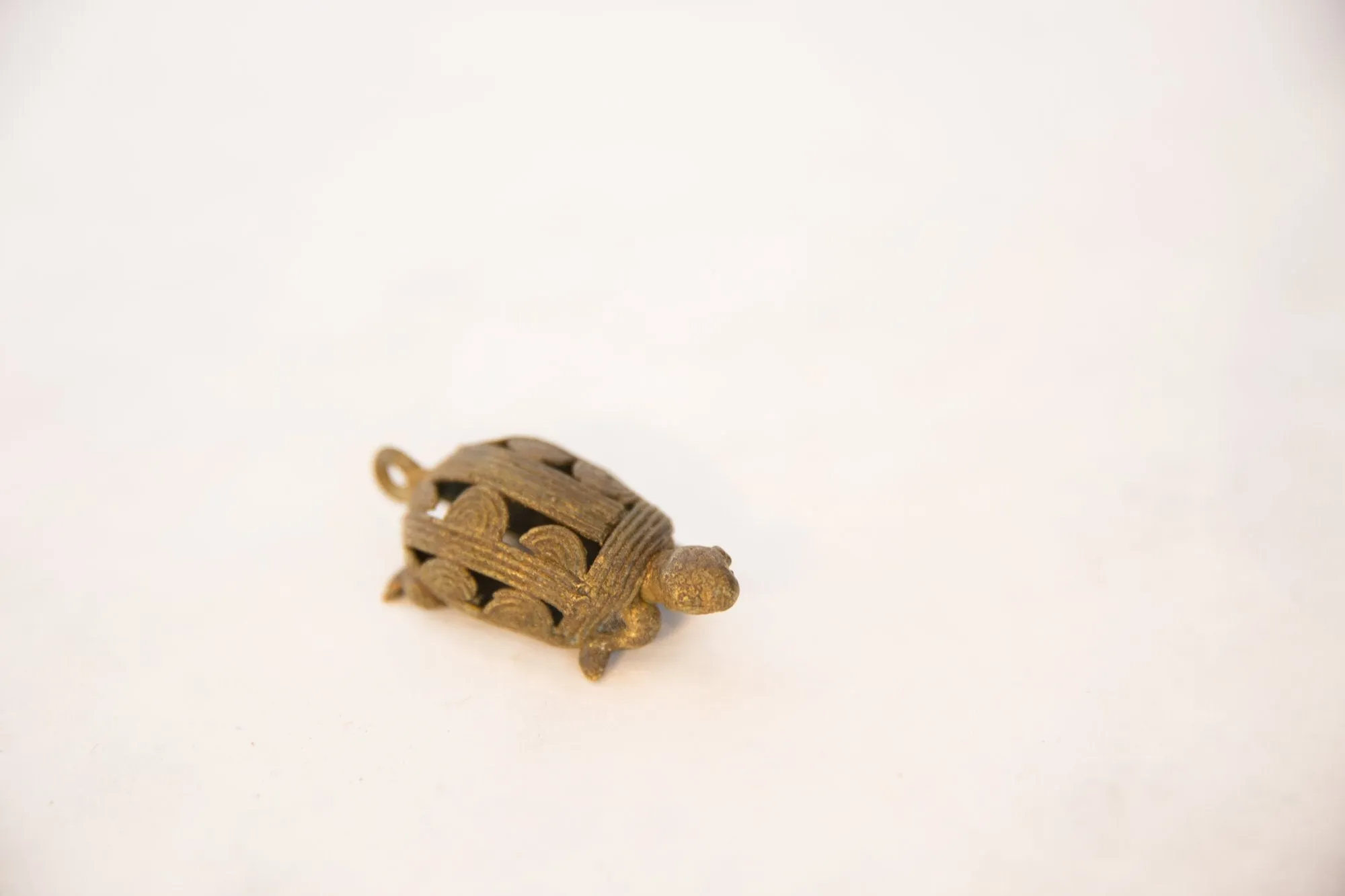 Vintage African Large Bronze Wire Design Turtle Pendant