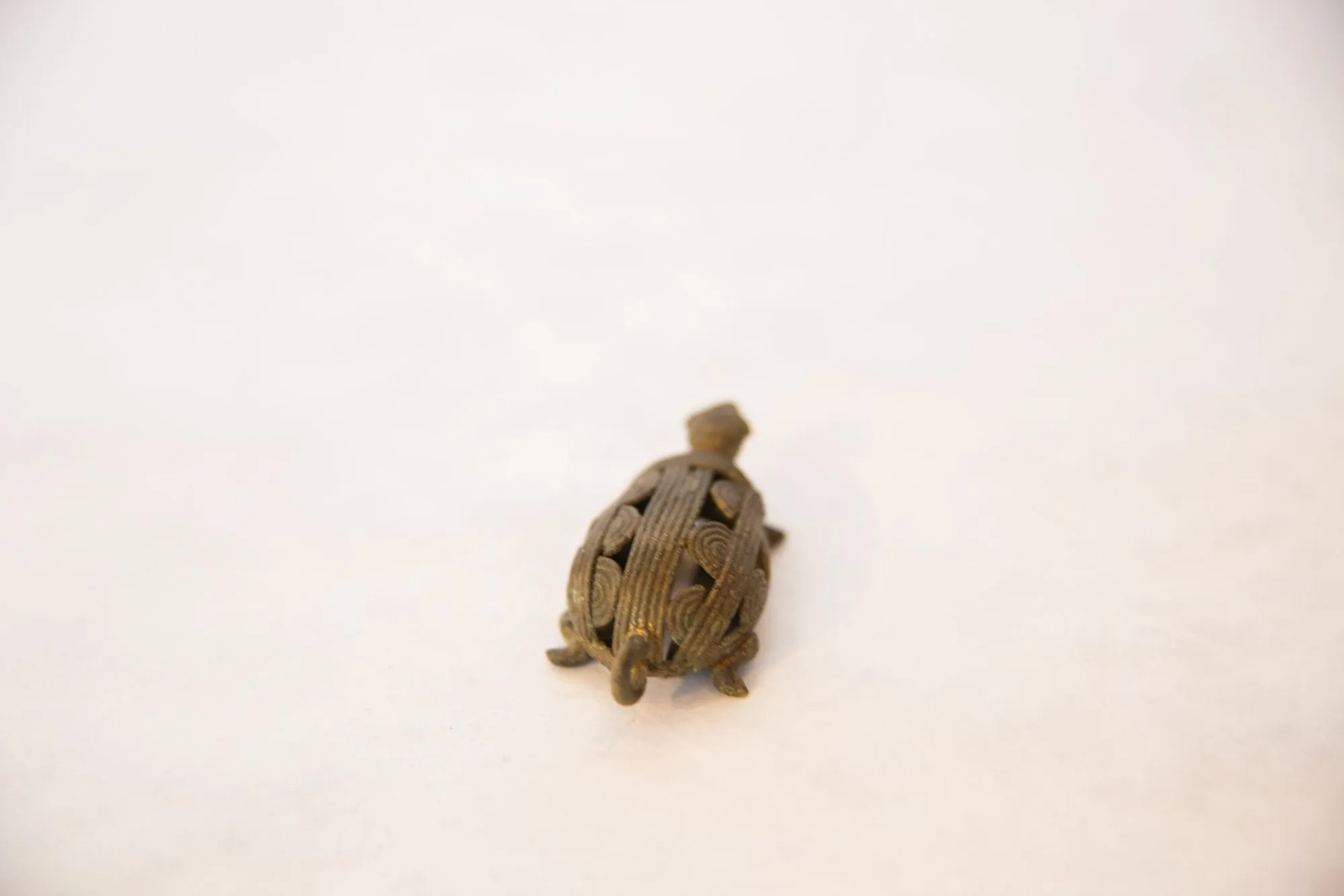 Vintage African Large Bronze Wire Design Turtle Pendant