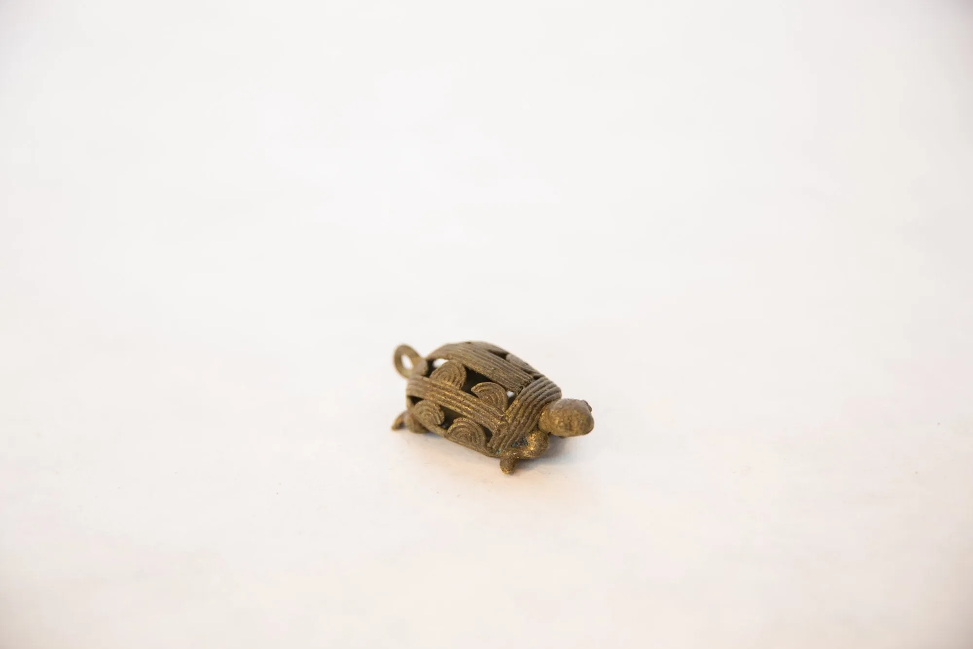 Vintage African Large Bronze Wire Design Turtle Pendant