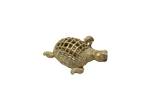 Vintage African Left Facing Oxidized Bronze Mesh Design Turtle Pendant