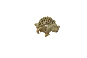 Vintage African Oxidized Bronze Criss-Cross Design Turtle Pendant