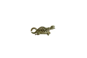 Vintage African Oxidized Bronze Criss-Cross Mesh Design Turtle Pendant
