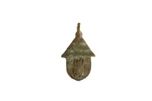 Vintage African Oxidized Bronze Hut with Bug Design Pendant