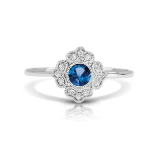 Vintage Inspired 0.25 ct. Natural Blue Sapphire Ring With Diamonds
