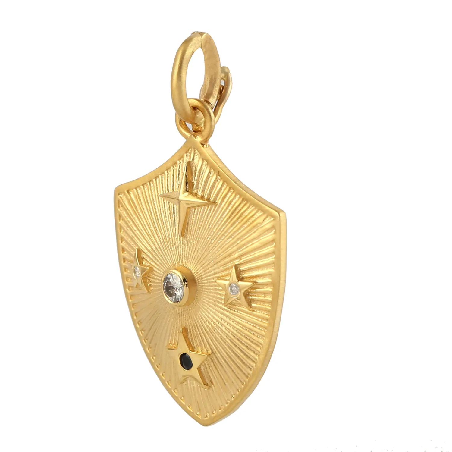 Vintage Look Designer 14k Yellow Pendant With Natural Diamond & Sapphire