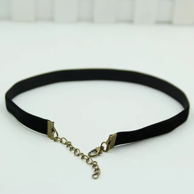 Vintage Retro Black Velvet Choker Necklace Mujer
