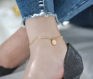 Vintage Rose Gold Queen Portrait Coin Bead Anklet