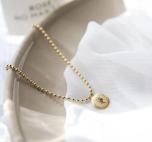 Vintage Rose Gold Queen Portrait Coin Bead Anklet