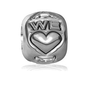 We Love Grandma Charm Bracelet Bead with a Heart in Sterling Silver