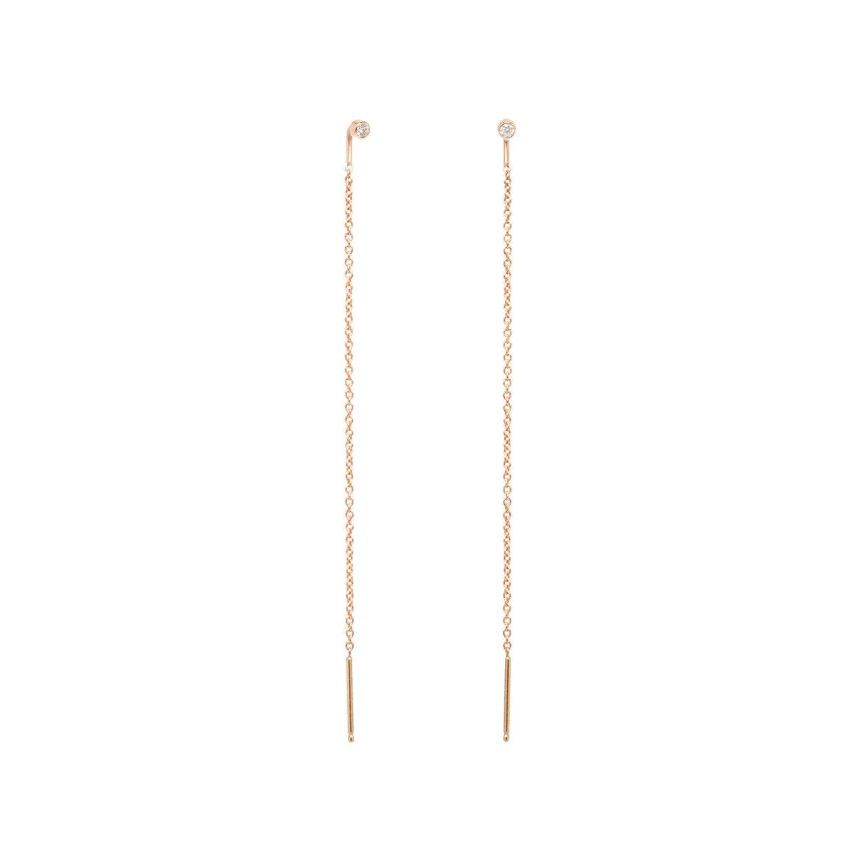 White Diamond Threader Earrings