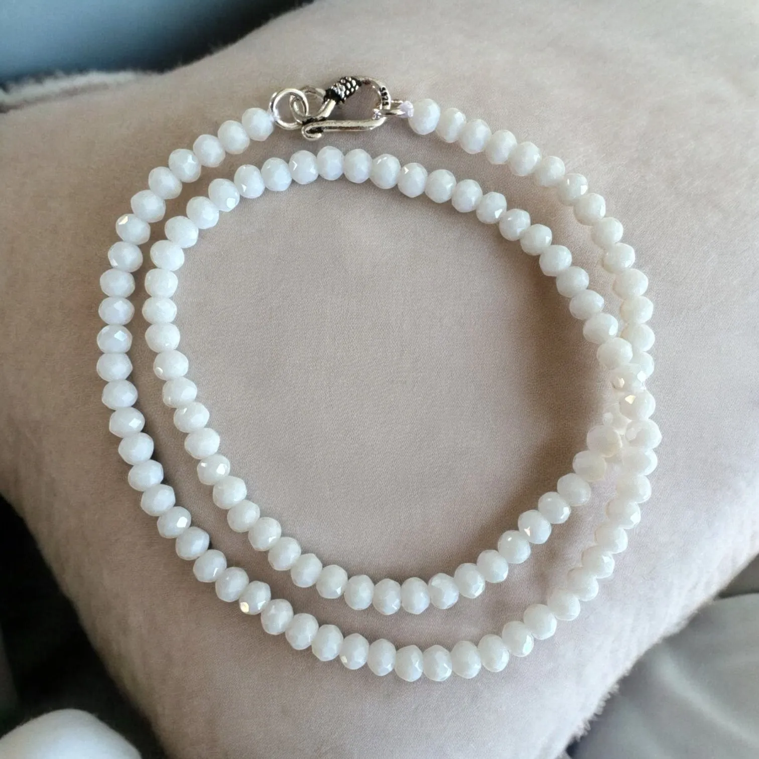 White Moonstone Beaded 4-5 mm 16 inch necklace