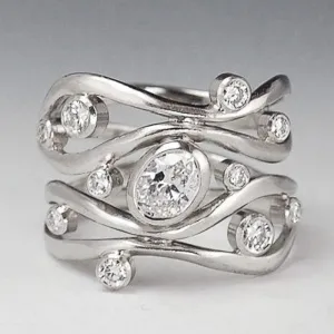 White Sapphire Women Engagement Ring 925 Sterling Silver Jewelry